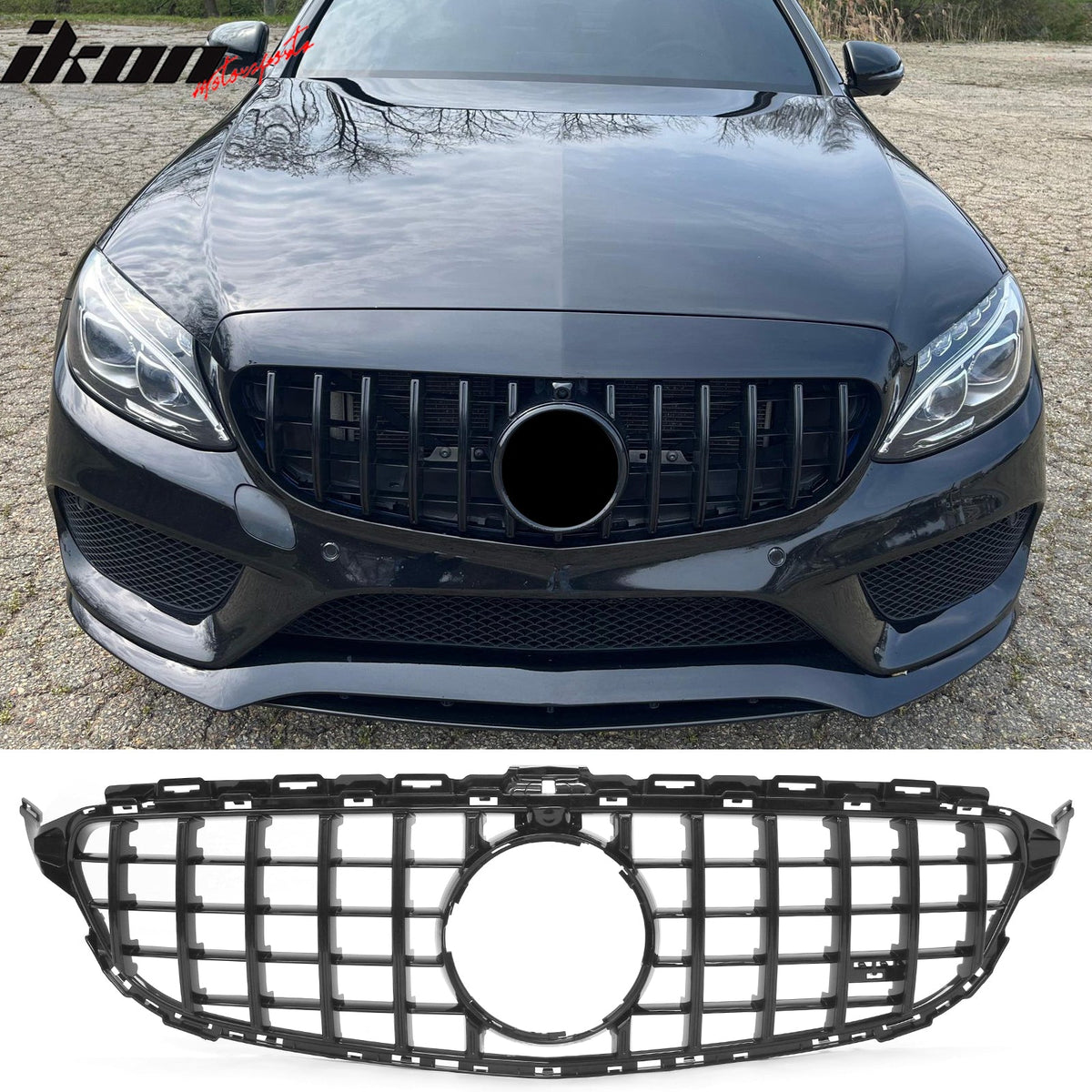 2015-2018 Benz W205 C300 C350e C400 C450 AMG GT Style Gloss Black Grille ABS