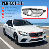 2019-2021 Benz W205 C300 C43 AMG Sedan Diamond Style Unpainted + Chrome Grille ABS
