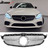 2019-2021 Benz W205 C300 C43 AMG Sedan Diamond Style Unpainted + Chrome Grille ABS