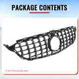 2019-2021 Benz W205 C300 C43 AMG Sedan GT Style Unpainted Black + Chrome Grille ABS