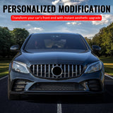2019-2021 Benz W205 C300 C43 AMG Sedan GT Style Unpainted Black + Chrome Grille ABS