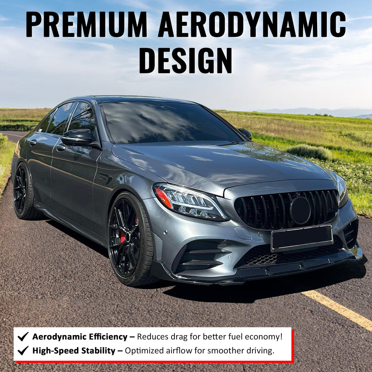 2019-2021 Benz W205 C300 C43 AMG Sedan GT Style Gloss Black Grille ABS