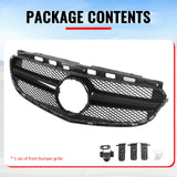 2014-2016 Mercedes-Benz E-Class W212 Sedan & S212 Wagon Front Bumper Hood Upper Mesh Grille Replacement W/Gloss Black Bar E63 Style ABS