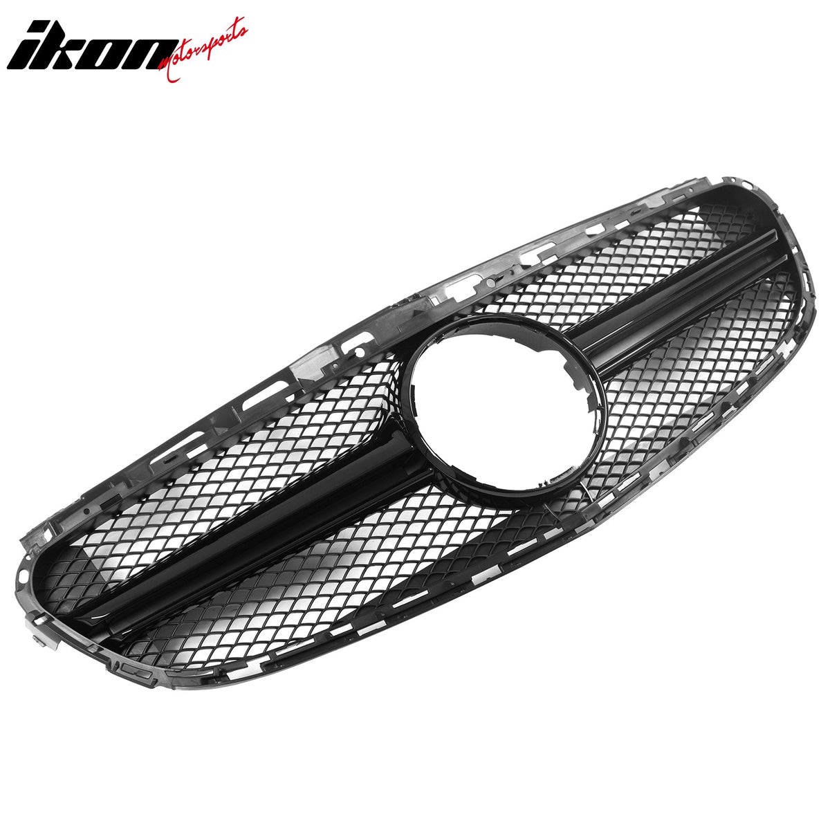 2014-2016 Mercedes-Benz E-Class W212 Sedan & S212 Wagon Front Bumper Hood Upper Mesh Grille Replacement W/Gloss Black Bar E63 Style ABS
