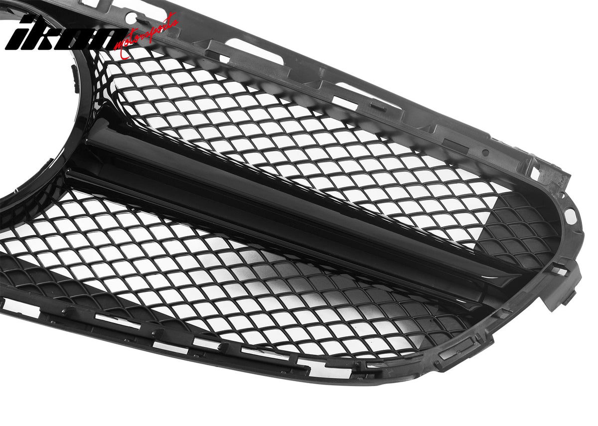 2014-2016 Mercedes-Benz E-Class W212 Sedan & S212 Wagon Front Bumper Hood Upper Mesh Grille Replacement W/Gloss Black Bar E63 Style ABS