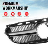 2014-2016 Mercedes-Benz E-Class W212 Sedan & S212 Wagon Front Bumper Hood Upper Mesh Grille Replacement W/Silver Bar E63 Style ABS