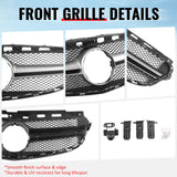 2014-2016 Mercedes-Benz E-Class W212 Sedan & S212 Wagon Front Bumper Hood Upper Mesh Grille Replacement W/Silver Bar E63 Style ABS