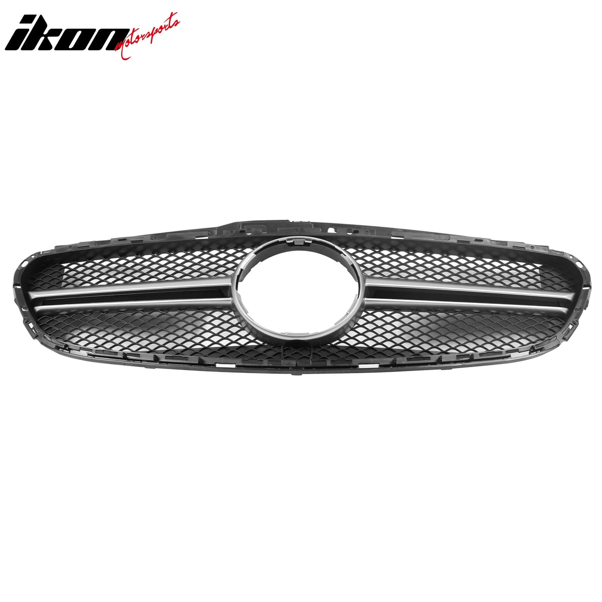 2014-2016 Mercedes-Benz E-Class W212 Sedan & S212 Wagon Front Bumper Hood Upper Mesh Grille Replacement W/Silver Bar E63 Style ABS