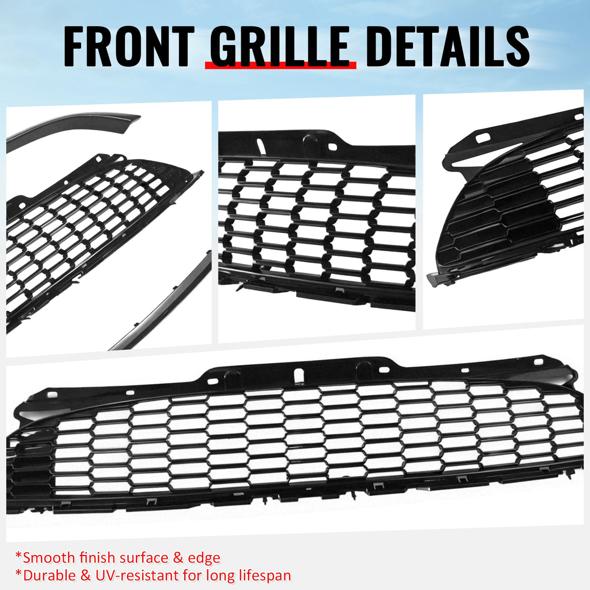 2008-2015 Mini Cooper S& JCW R55 R56 R57 R58 R59 JCW Style Front Bumper Upper Grille w/ Frame Gloss Black ABS