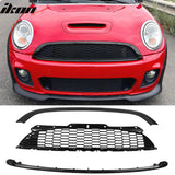 2008-2015 Mini Cooper S& JCW R55 R56 R57 R58 R59 JCW Style Front Bumper Upper Grille w/ Frame Gloss Black ABS