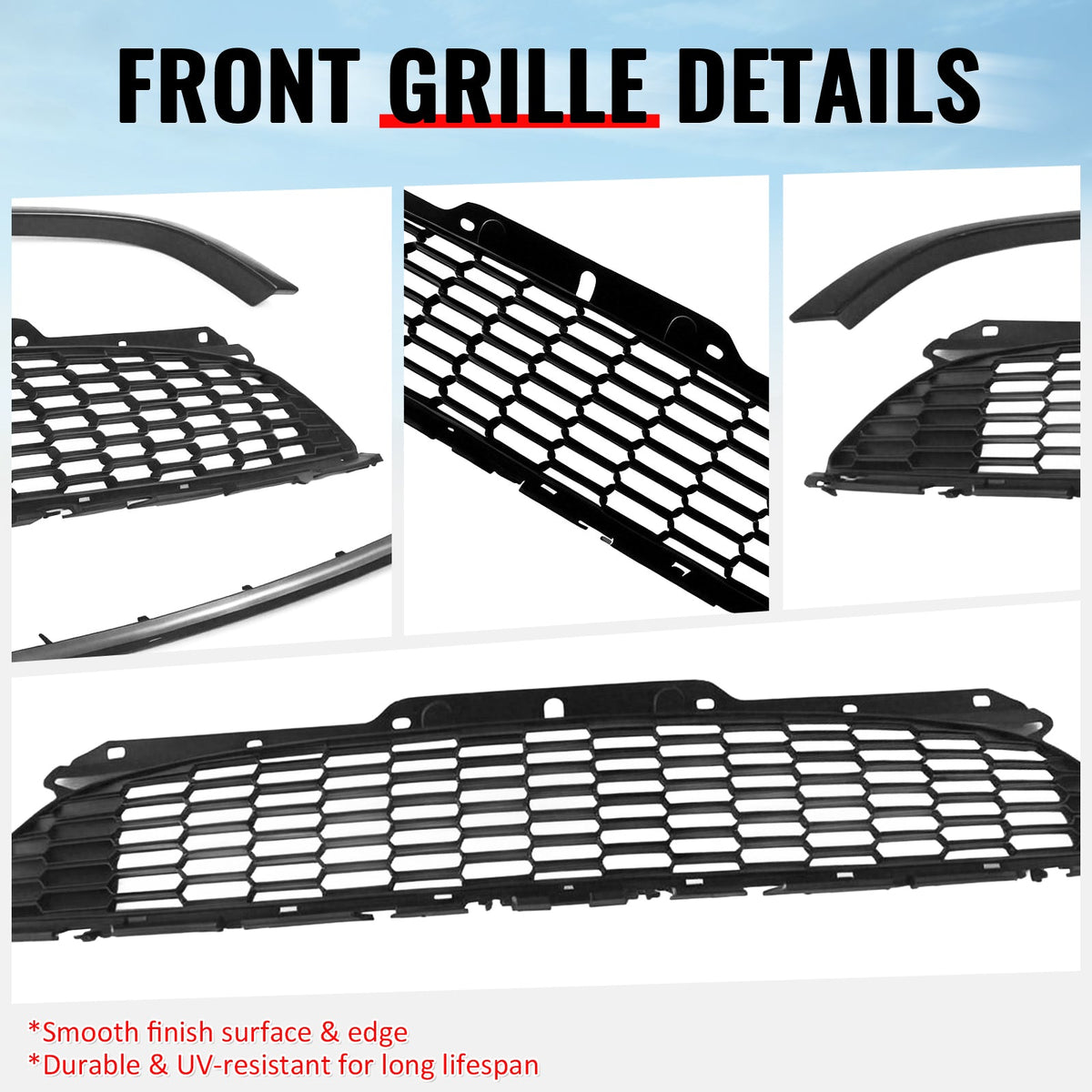 2008-2015 Mini Cooper S& JCW R55 R56 R57 R58 R59 JCW Style Front Upper Grille Matte Black Grille Gloss Black Frame ABS