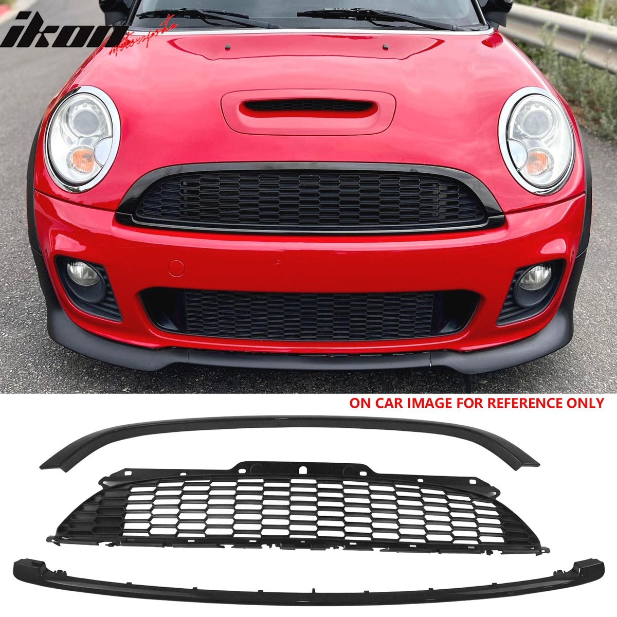 2008-2015 Mini Cooper S& JCW R55 R56 R57 R58 R59 JCW Style Front Upper Grille Matte Black Grille Gloss Black Frame ABS