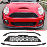 2008-2015 Mini Cooper S& JCW R55 R56 R57 R58 R59 JCW Style Front Upper Grille Matte Black Grille Gloss Black Frame ABS