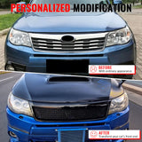 2009-2013 Subaru Forester Honeycomb Style Front Bumper Upper Grille Replacement Carbon Fiber Print ABS