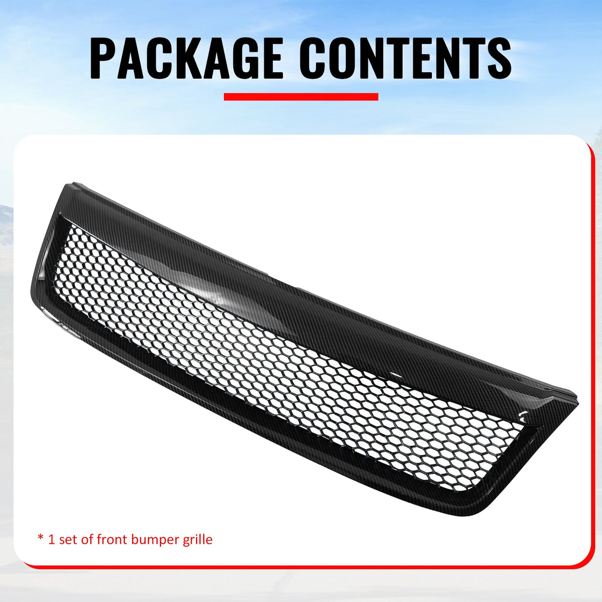 2009-2013 Subaru Forester Honeycomb Style Front Bumper Upper Grille Replacement Carbon Fiber Print ABS