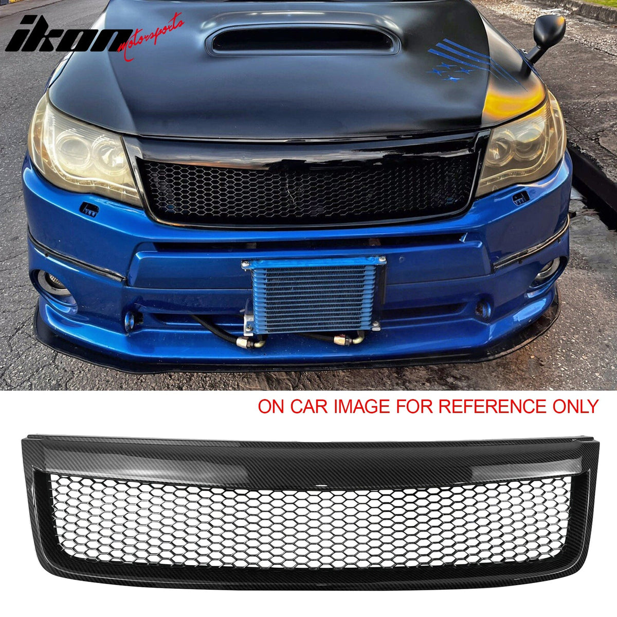 2009-2013 Subaru Forester Honeycomb Style Front Bumper Upper Grille Replacement Carbon Fiber Print ABS