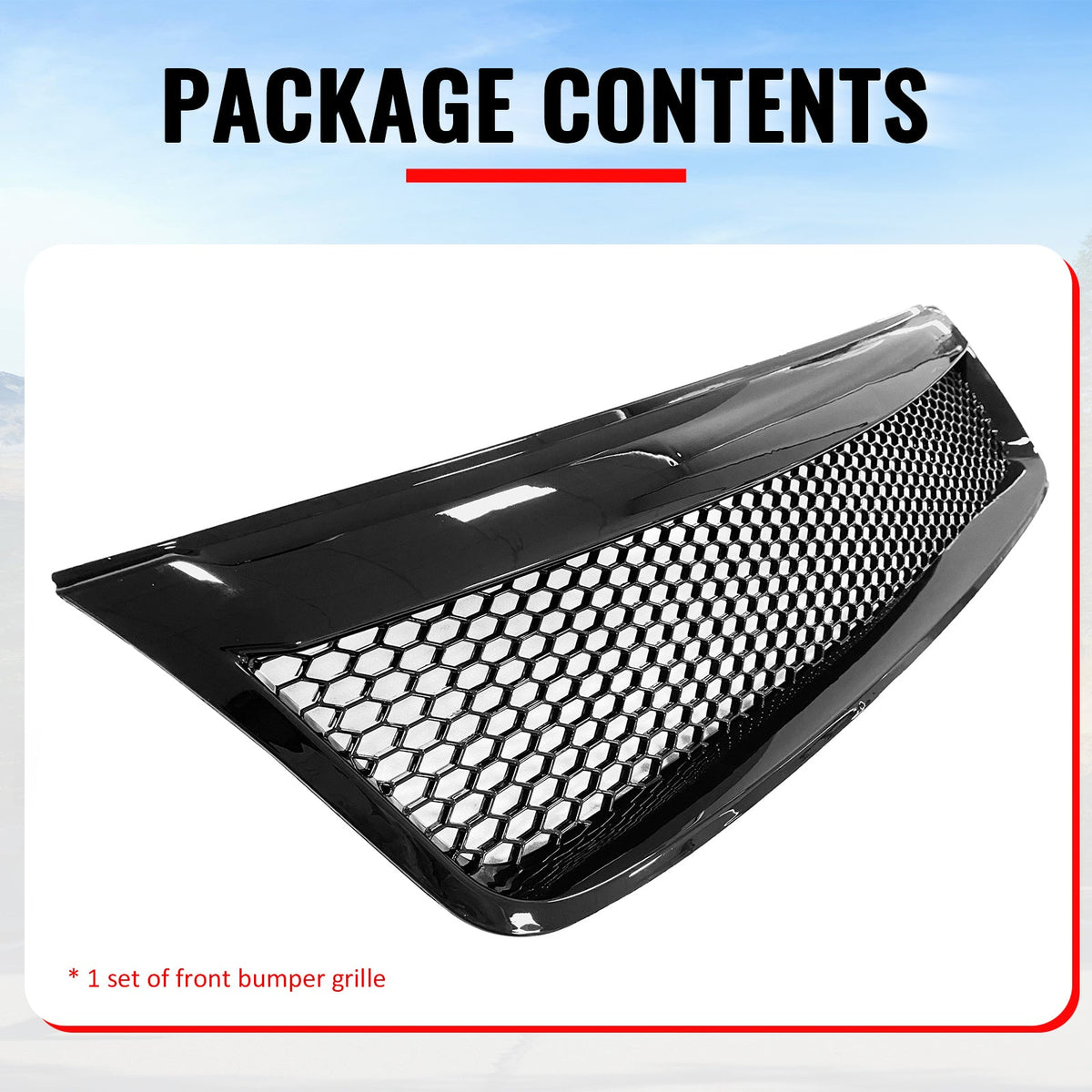 2009-2013 Subaru Forester Honeycomb Style Front Bumper Upper Grille Replacement Gloss Black ABS