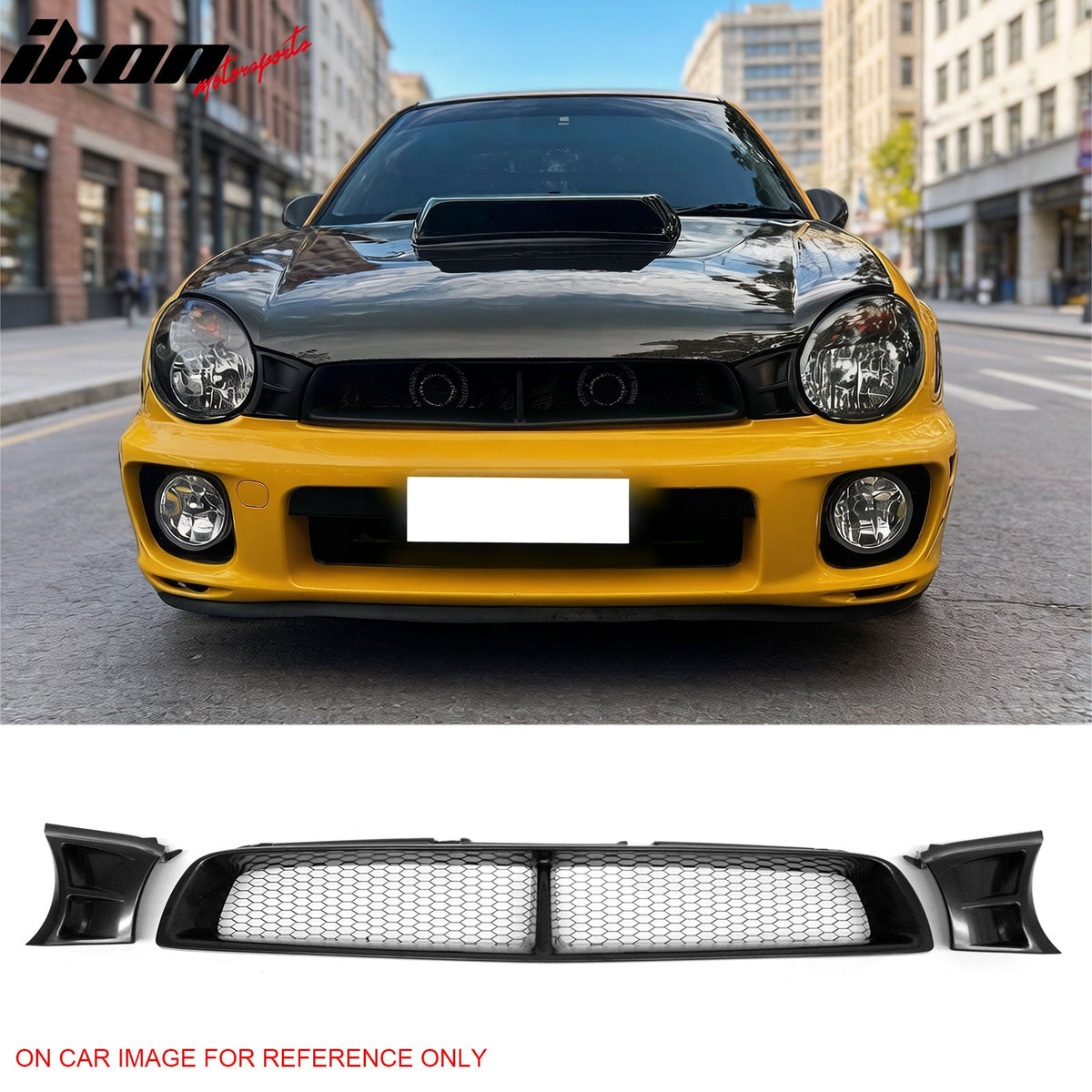 2002-2003 Subaru Impreza Front Upper Grille WRX STI Mesh Style Black Replacement Front Bumper Hood Grill