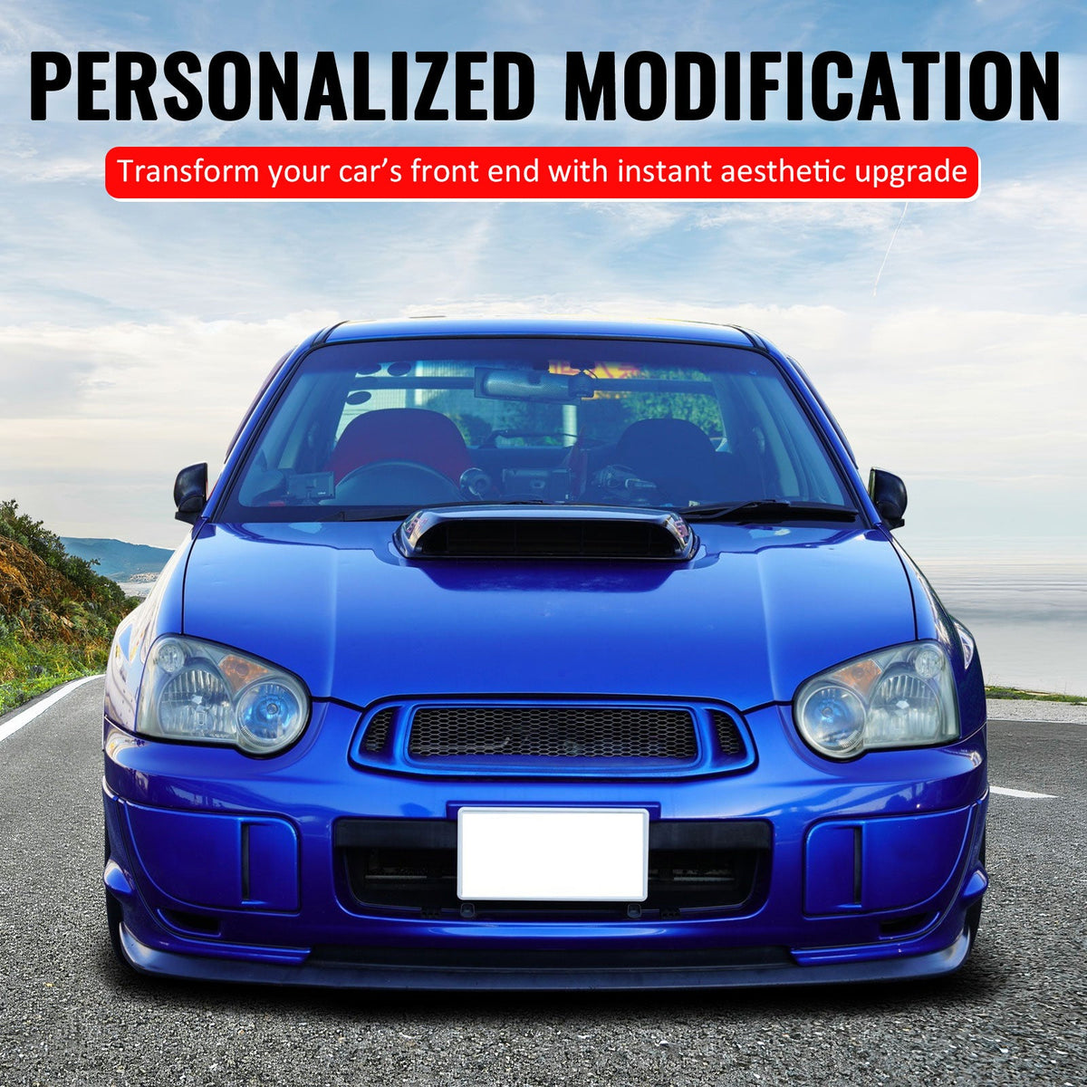 2004-2005 Subaru Impreza Front Upper Grille WRX STI Mesh Style Black Replacement Front Bumper Hood Grill