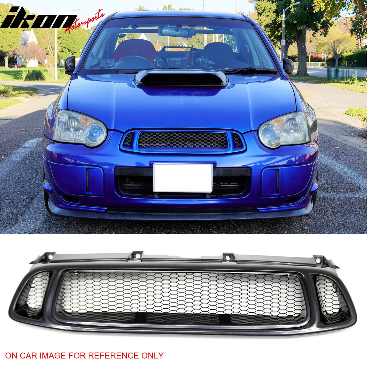 2004-2005 Subaru Impreza Front Upper Grille WRX STI Mesh Style Black Replacement Front Bumper Hood Grill