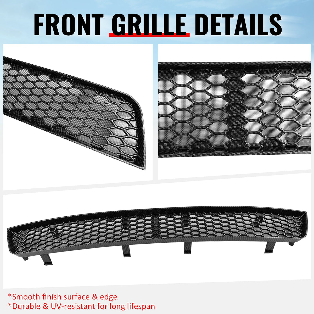 2008-2010 Subaru Impreza WRX STI Honeycomb Style Front Bumper Lower Grille Insect Prevention Carbon Fiber Print ABS