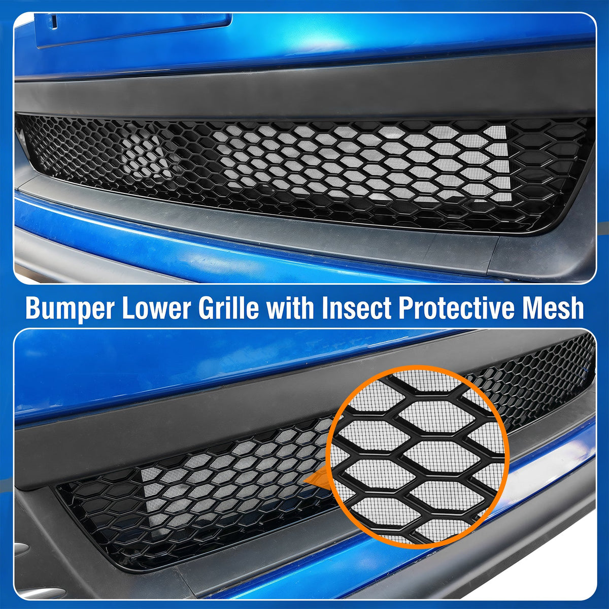 2008-2010 Subaru Impreza WRX STI Honeycomb Style Front Bumper Lower Grille Insect Prevention Carbon Fiber Print ABS