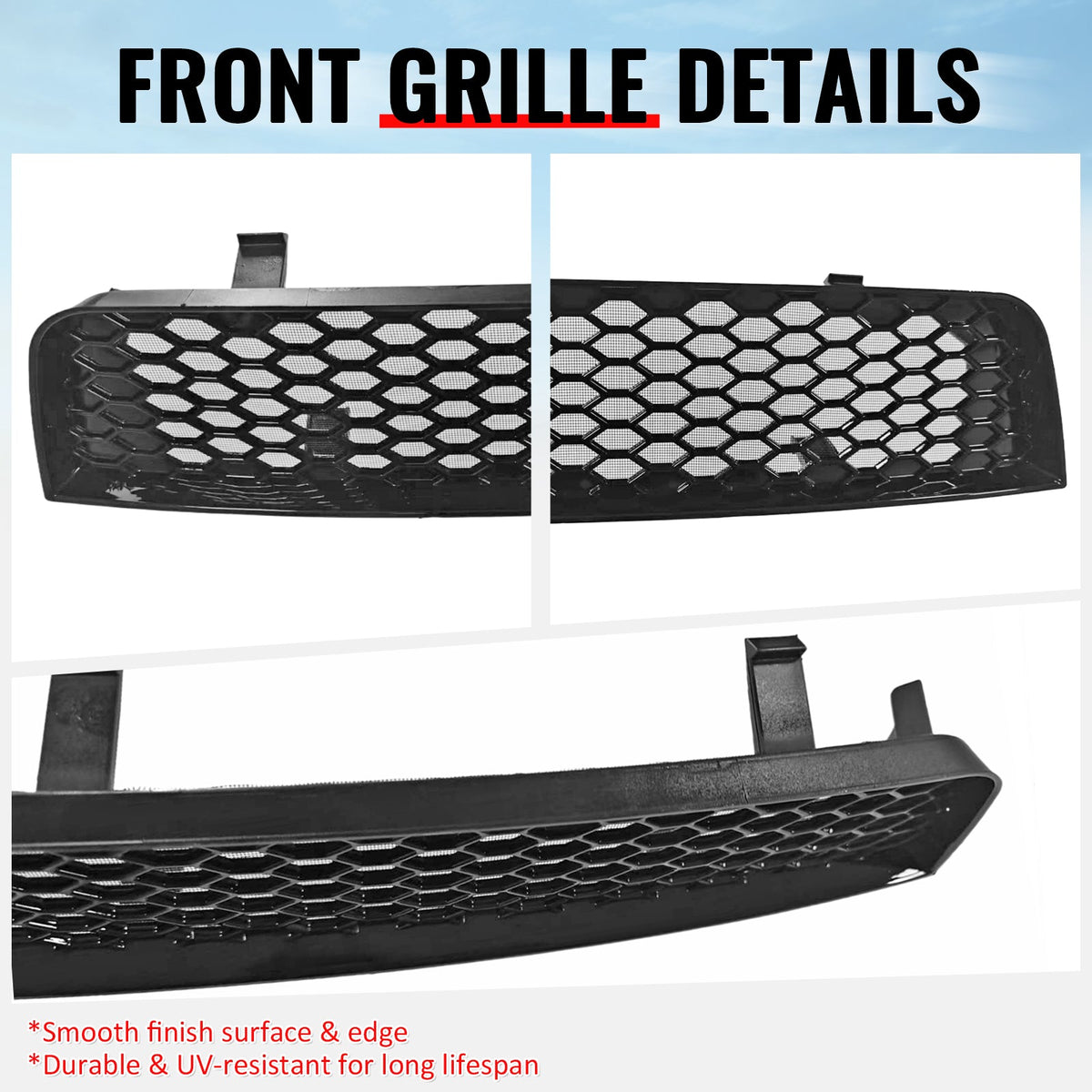 2008-2010 Subaru Impreza WRX STI Honeycomb Style Front Bumper Lower Grille Insect Prevention Gloss Black ABS