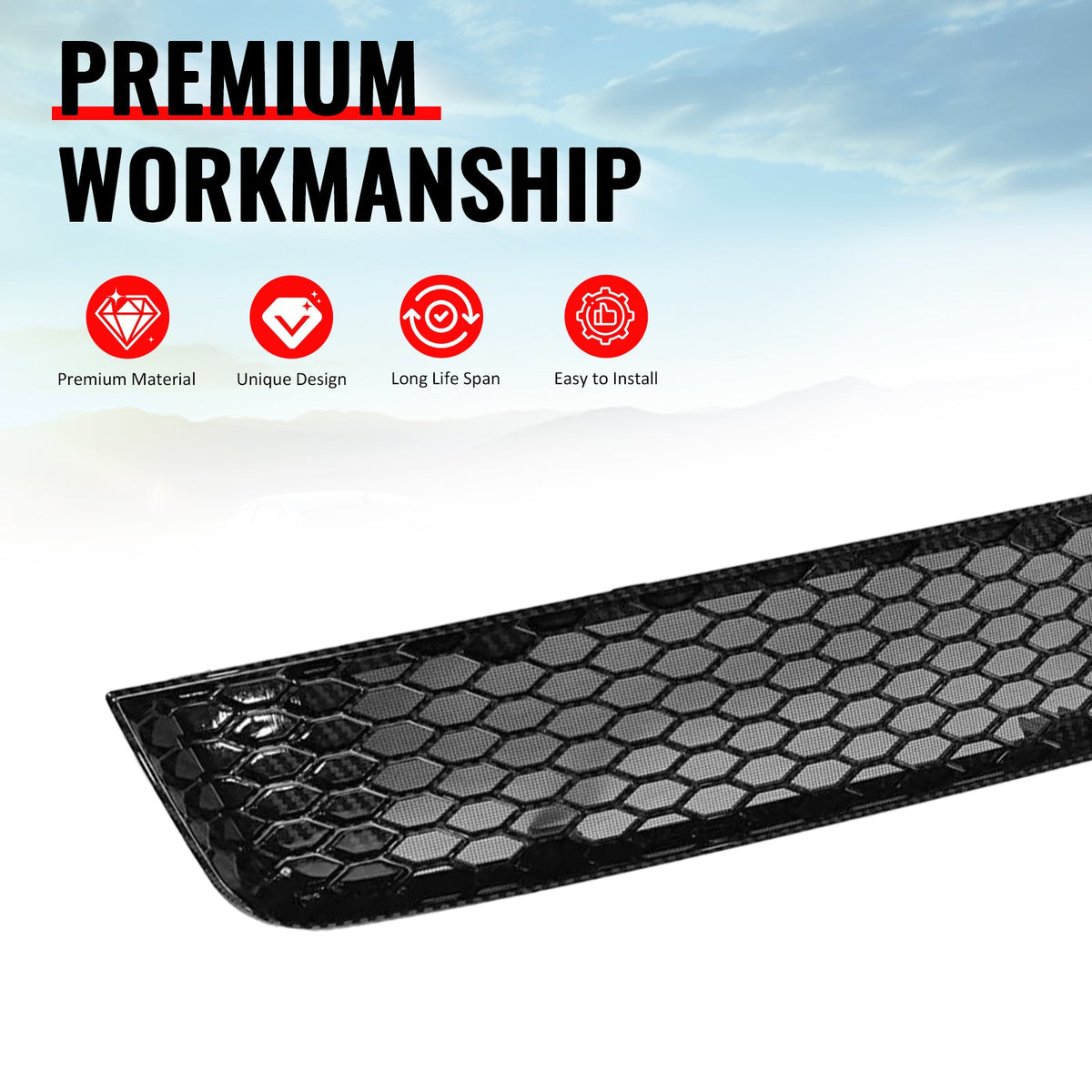 2011-2014 Subaru Impreza WRX & WRX STI Honeycomb Style Front Bumper Lower Grille Insect Prevention Carbon Fiber Print PP