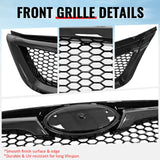 2011-2014 Subaru Impreza WRX & WRX STI Honeycomb Style Front Bumper Upper Grille Replacement Gloss Black ABS