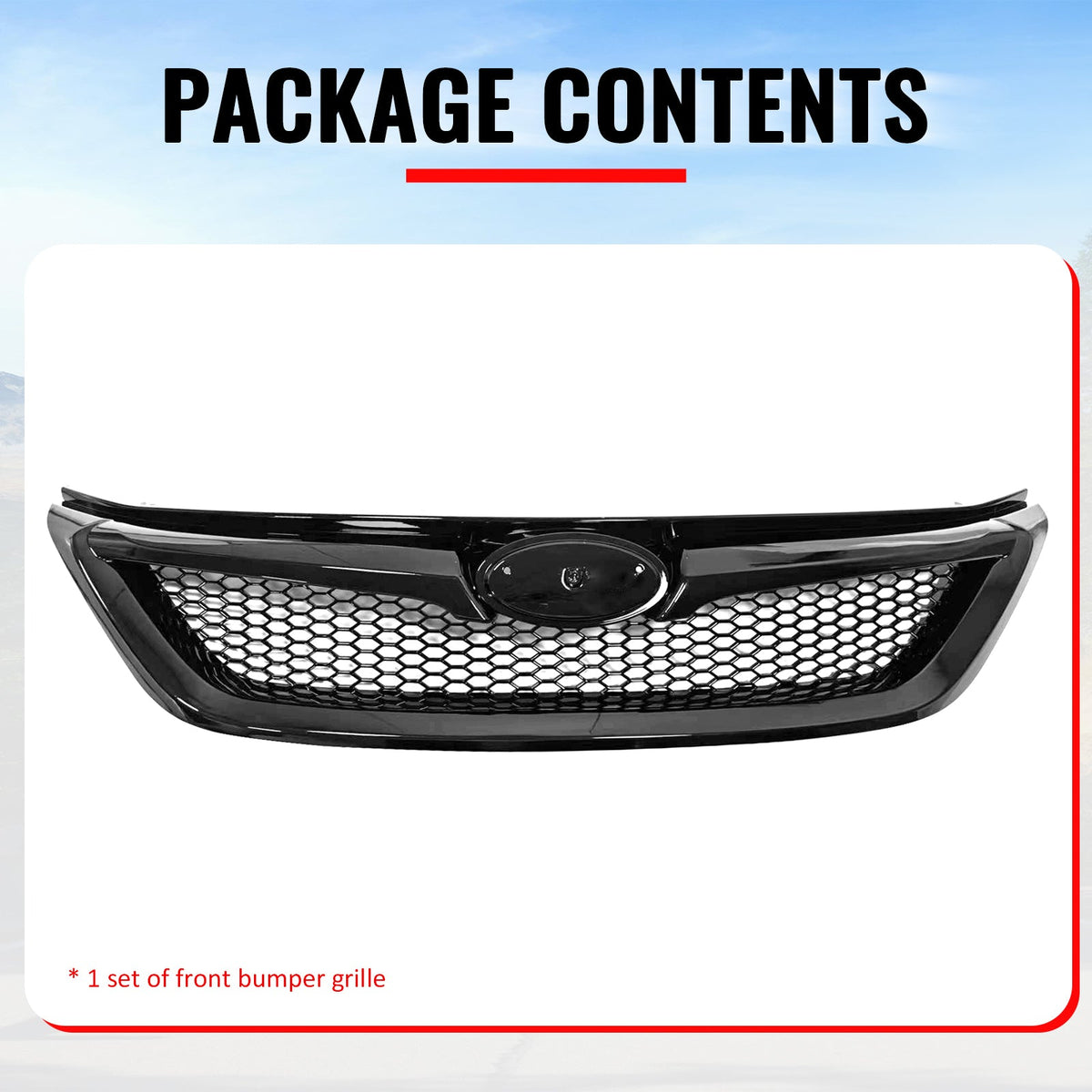 2011-2014 Subaru Impreza WRX & WRX STI Honeycomb Style Front Bumper Upper Grille Replacement Gloss Black ABS