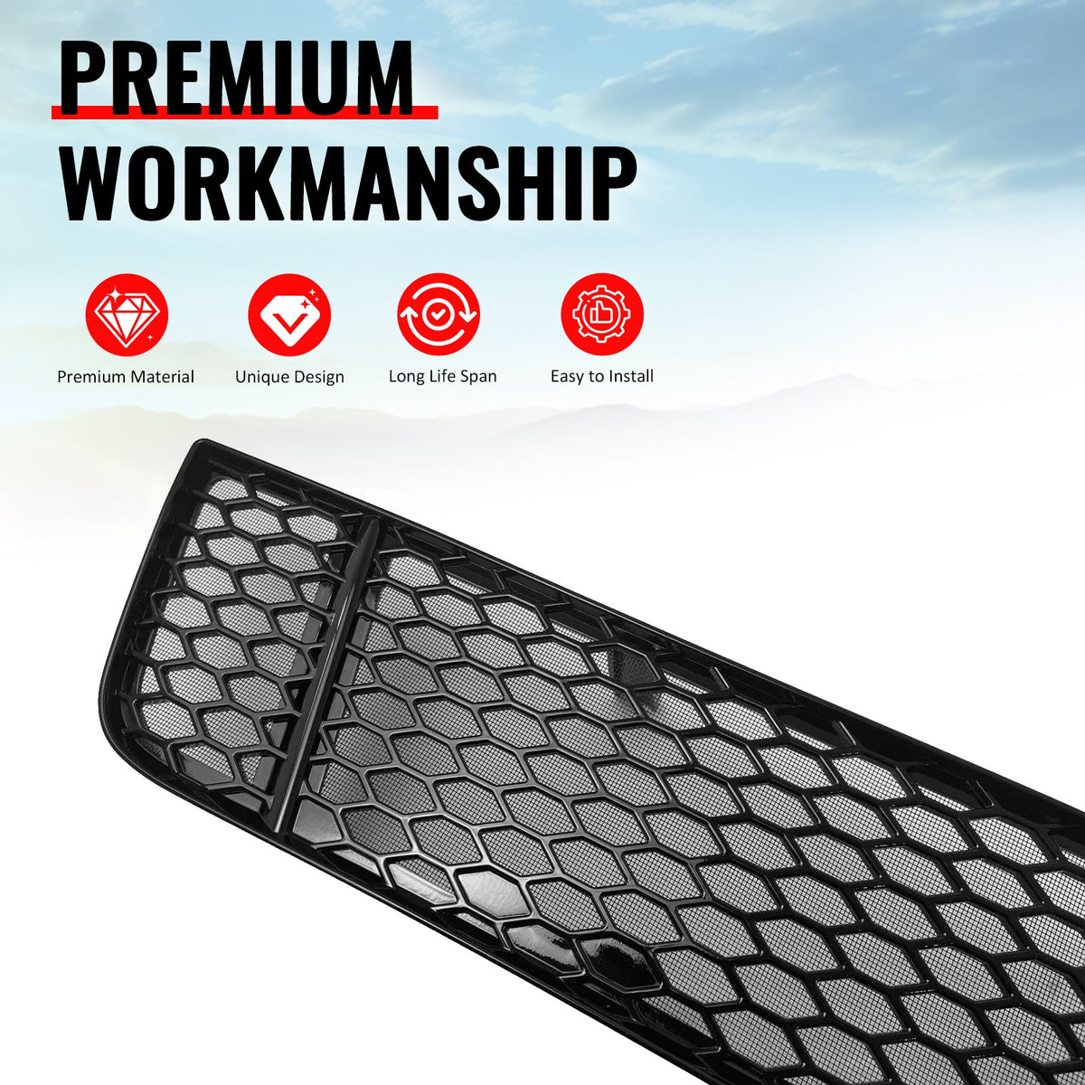 Front Bumper Lower Grille for Subaru WRX & WRX STI 2018-2021 Honeycomb Style Insect Prevention Gloss Black PP