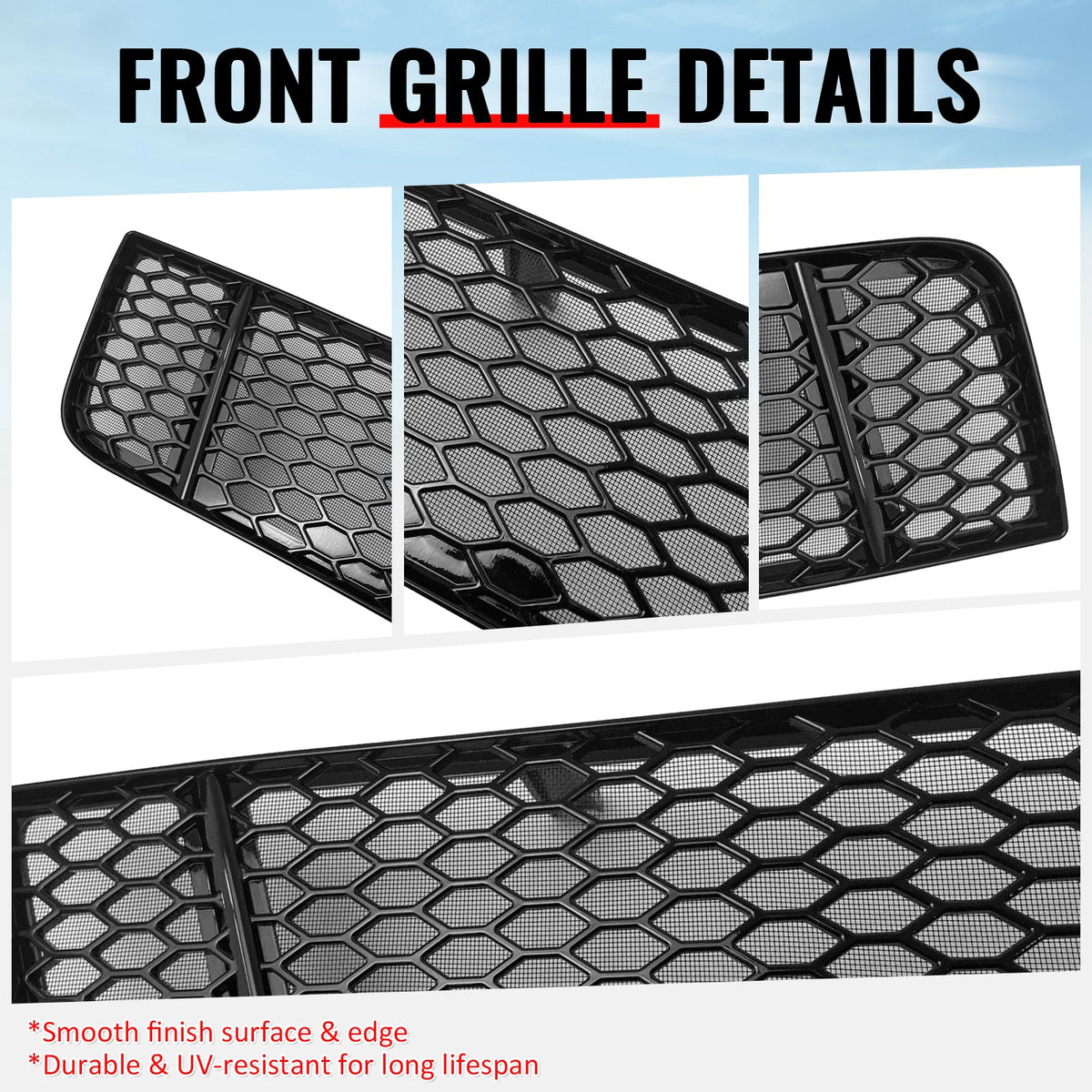 Front Bumper Lower Grille for Subaru WRX & WRX STI 2018-2021 Honeycomb Style Insect Prevention Gloss Black PP