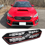 2018-2021 Subaru WRX STI Style Gloss Black W/Red Trim Front Grille ABS