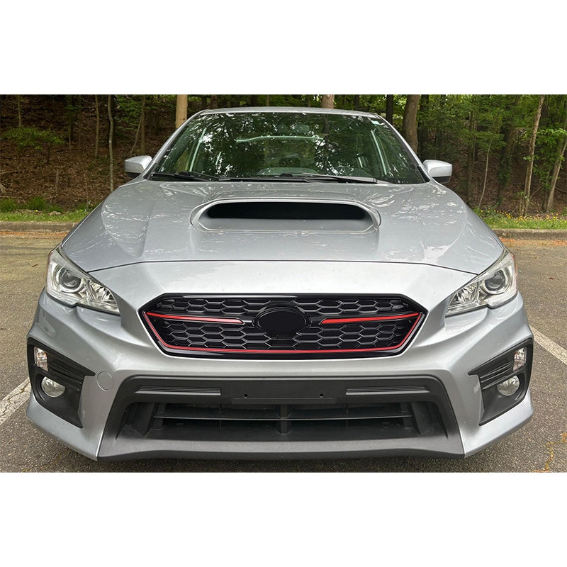 2018-2021 Subaru WRX STI Style Gloss Black W/Red Trim Front Grille ABS