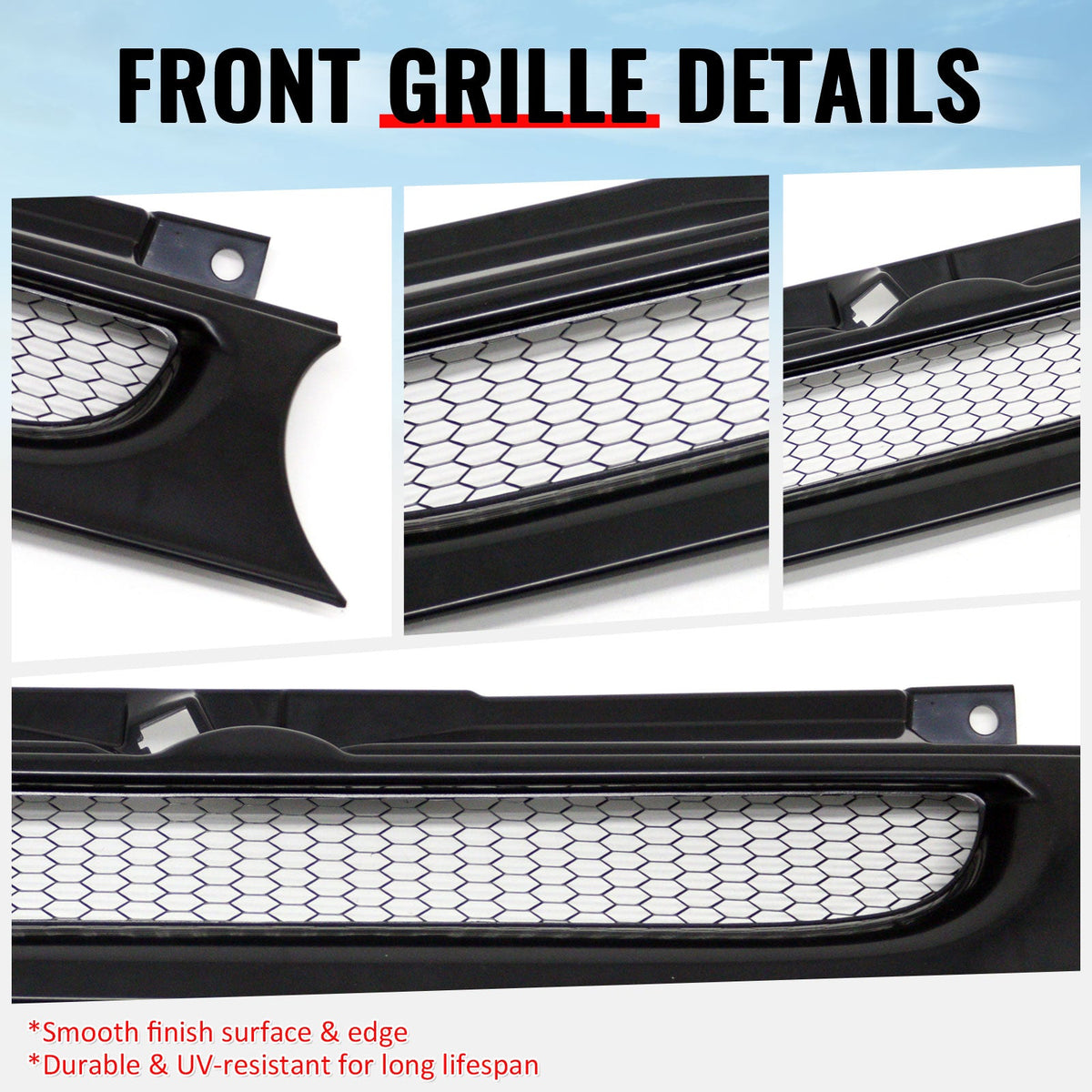 1999-2006 Volkswagen Golf/GTI/R32 MK4 Front Upper Grille Mesh Style Black Replacement Front Bumper Hood Grill