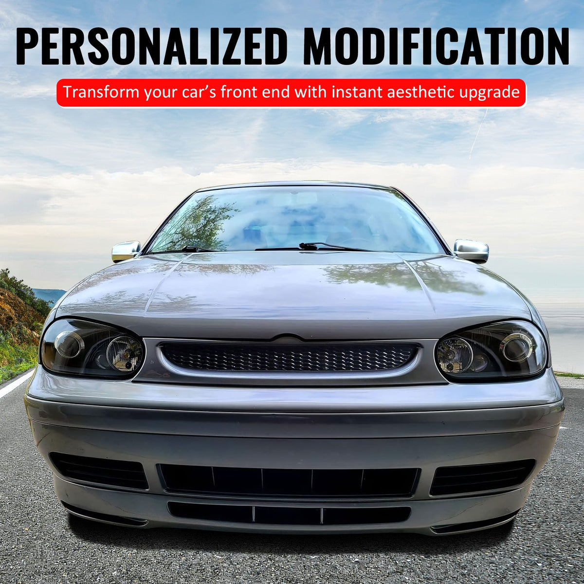 1999-2006 Volkswagen Golf/GTI/R32 MK4 Front Upper Grille Mesh Style Black Replacement Front Bumper Hood Grill