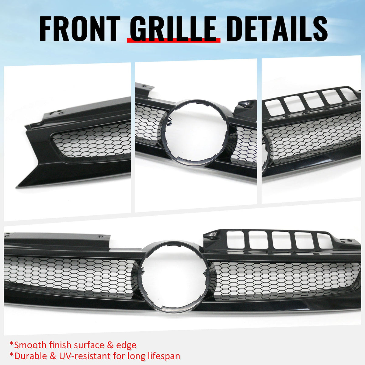 2010-2014 Volkswagen Golf Hatchback MK6 A6/2011-2014 Jetta Wagon Front Upper Grille Mugen Style Black Replacement Front Bumper Hood Grill