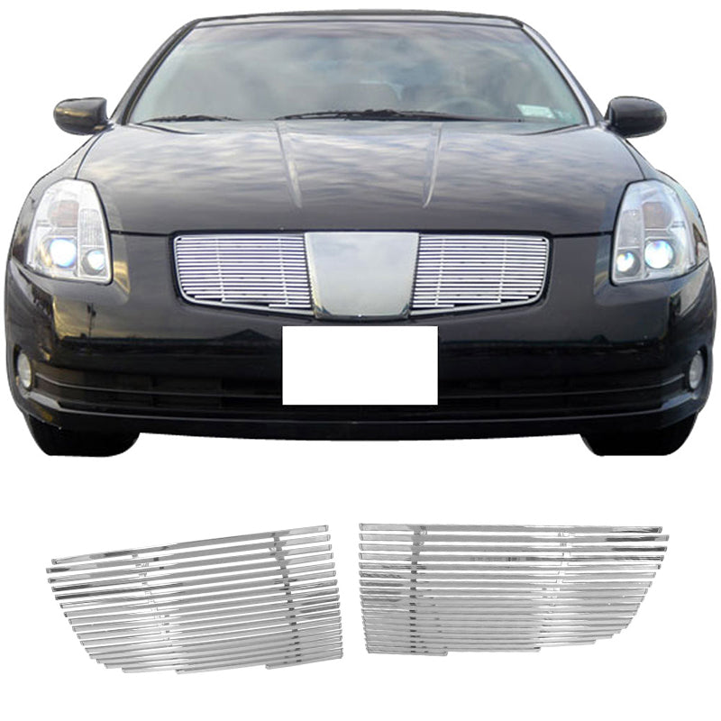 Chrome Front Upper Hood Replacement Grille for Nissan Maxima 2004-2006 2PC