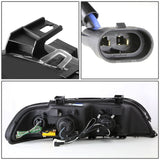 96-03 BMW 5 Series 3D Crystal Halo Projector LED Headlights Black