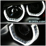 96-03 BMW 5 Series 3D Crystal Halo Projector LED Headlights Black
