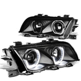 99-01 BMW 3-Series 3D Crystal Halo Projector LED Headlights Black