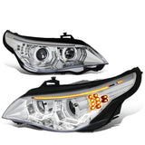 04-07 BMW 5 Series LED Headlights Chrome Housing H1/H7 Bulbs