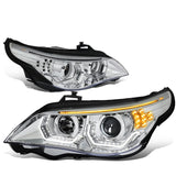 04-07 BMW 5 Series LED Headlights Chrome Housing H1/H7 Bulbs