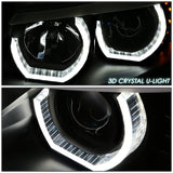 2006-2012 BMW 3-Series 3D Crystal Halo Projector LED Headlights Black