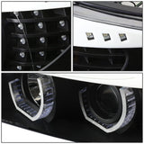 06-08 BMW 3-Series Crystal Halo Projector LED Headlights Black