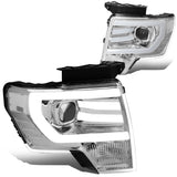 2009-2014 Ford F-150 3D LED Projector Headlights Chrome Housing