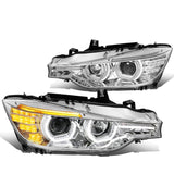 2012-2016 BMW F30 3-Series 3D LED Bar Headlights Chrome Housing