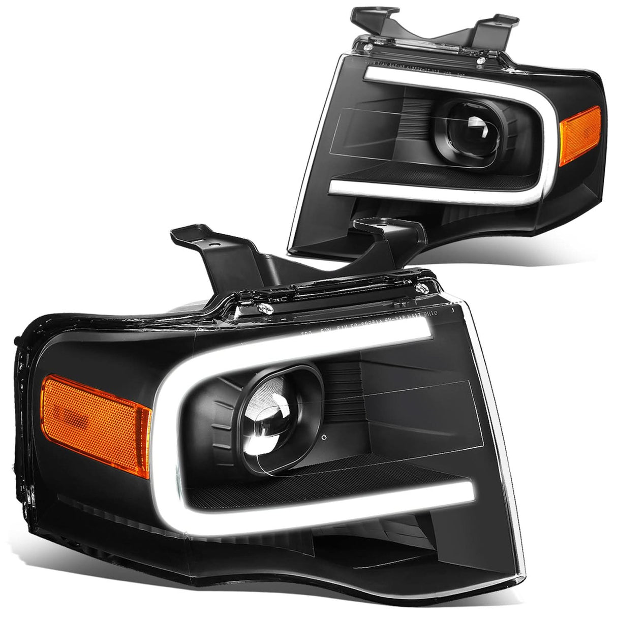 07-14 Ford Expedition 3D LED DRL Projector Headlights Black Housing