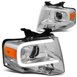 2007-2014 Ford Expedition 3D LED DRL Projector Headlights Chrome