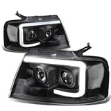 2004-2008 Ford F-150 3D LED C-Bar Headlights Black Housing Clear Corner